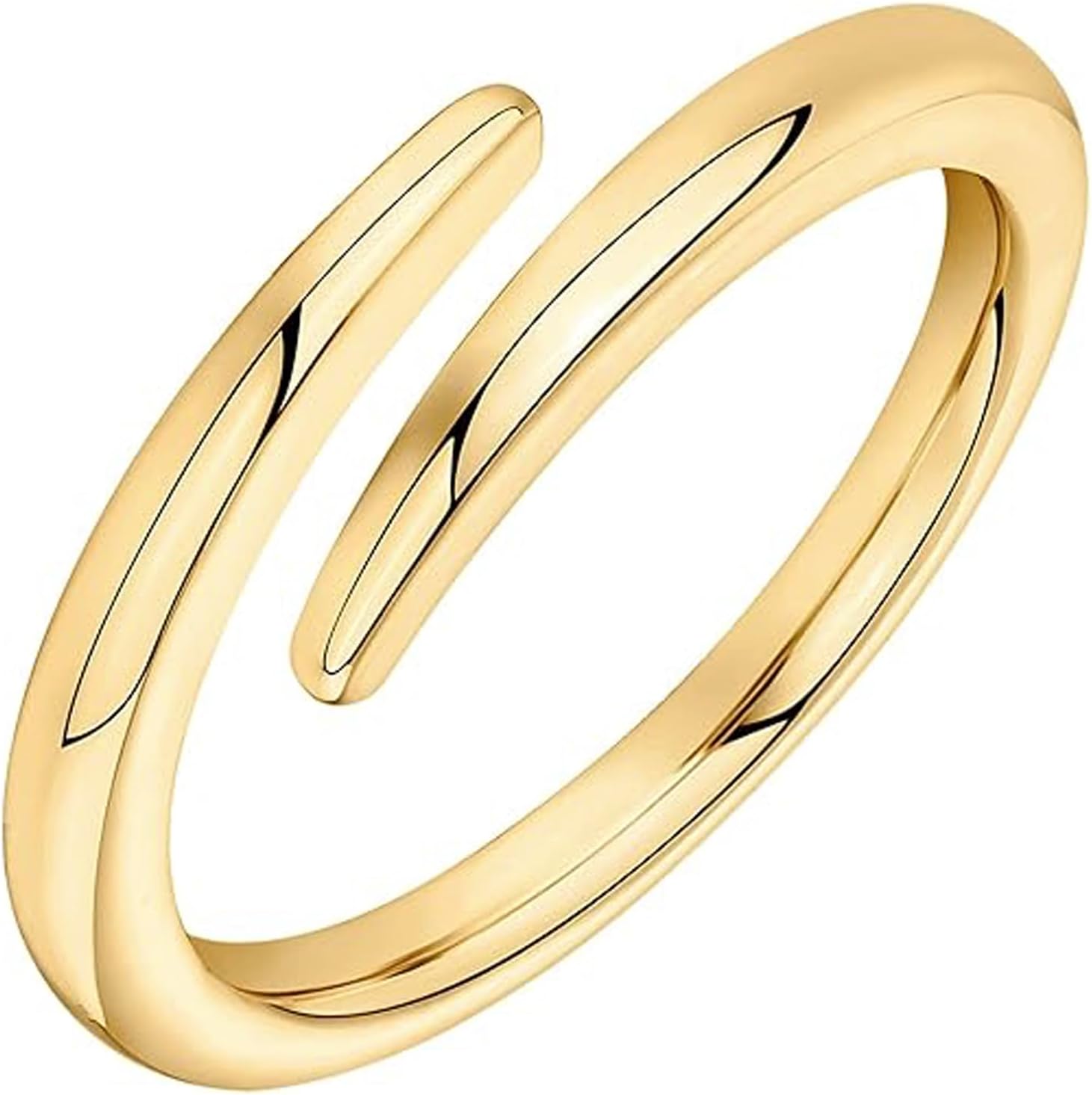 14K Gold Plated Open Twist Hoop Ring, Size 5-10 Rings for Women, Dainty Wedding Band Gifts, Sparkling Cubic Jewelry, Adjustable Stackable Ring Gold