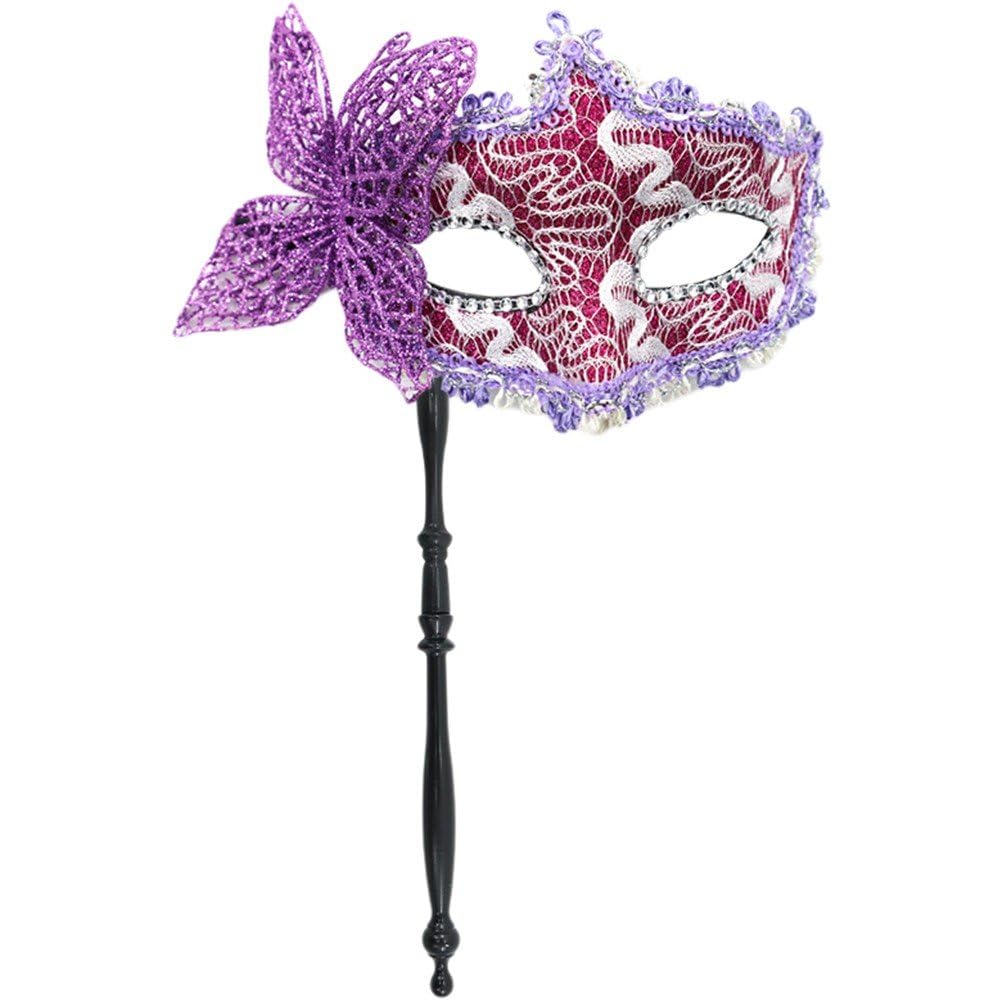 Maschera Veneziana A Farfalla Con Bastone – Perfetta Per Carnevale, Halloween E Feste In Maschera, Elegante E Leggera