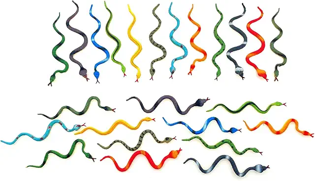 24 Mini-Gummischlangen für Medusa-Kopfschmuck - Halloween-Deko & Kinderspielzeug