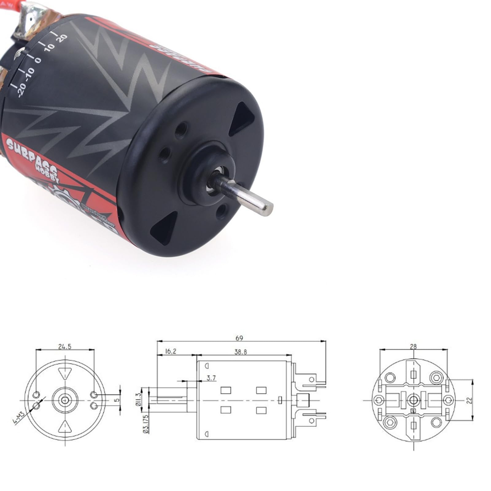 Amazon.co.jp: 2S 5スロット 540 20T つや消しモーターシャフト直径