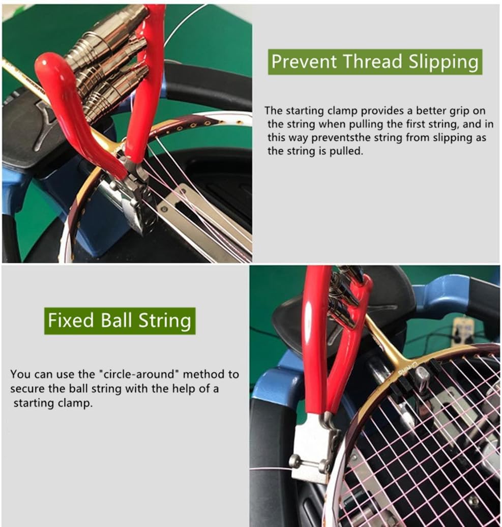 Stringing Starting Clamp 3-Spring for Tennis & Badminton Racket, Zinc Alloy Racquet Line Clamp with Thread Protection,Holding The Racquet Line for Threading Work,Essential Tool for Stringers