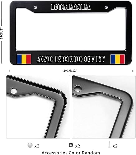 Miniatura 2 de Marco de matrícula con bandera de Rumania y Proud of It, decorativo de metal para placa de automóvil, letrero de recuerdo de país, bandera nacional,