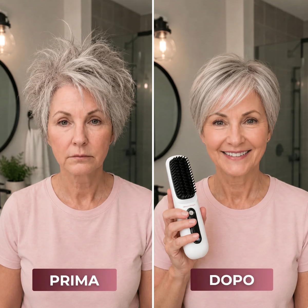 Alegra Heating Brush, Wireless Hot Styling Brush with 3PX Ceramic Bristles, 3 Temperature Levels, Anti Scald, Lasting Volume for Pixie, Bob and Fringes (Black)