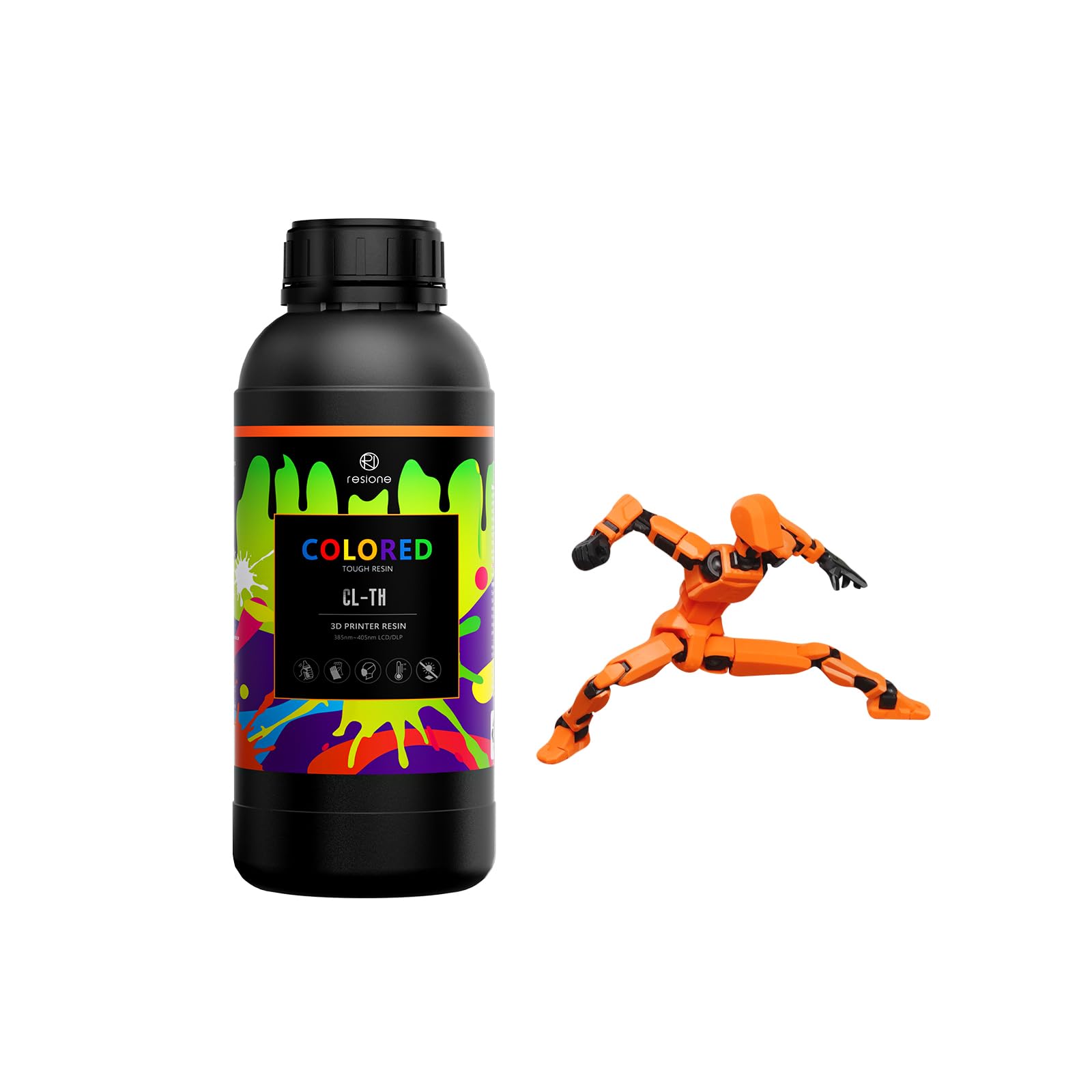 RESIONE CL-TH Colour 3d drucker resin, 10 leuchtende Farben, tough resin & abs like resin für Actionfiguren & Mecha-Teile – 1000g (Neonorange)