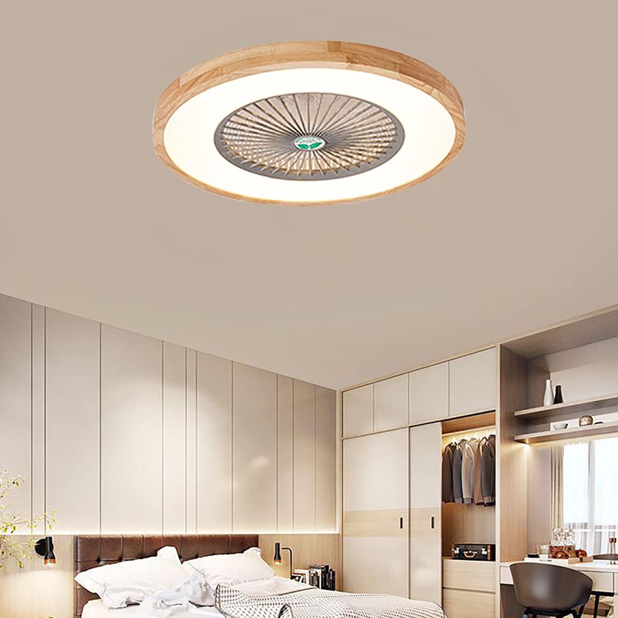 YUEGOO Ceiling Fan with Light and Remote Control 3 Speeds Bedroom Led Dimmablearon Fan Ceiling Light Modern Living Room Quiet Ceiling Fan Light/E