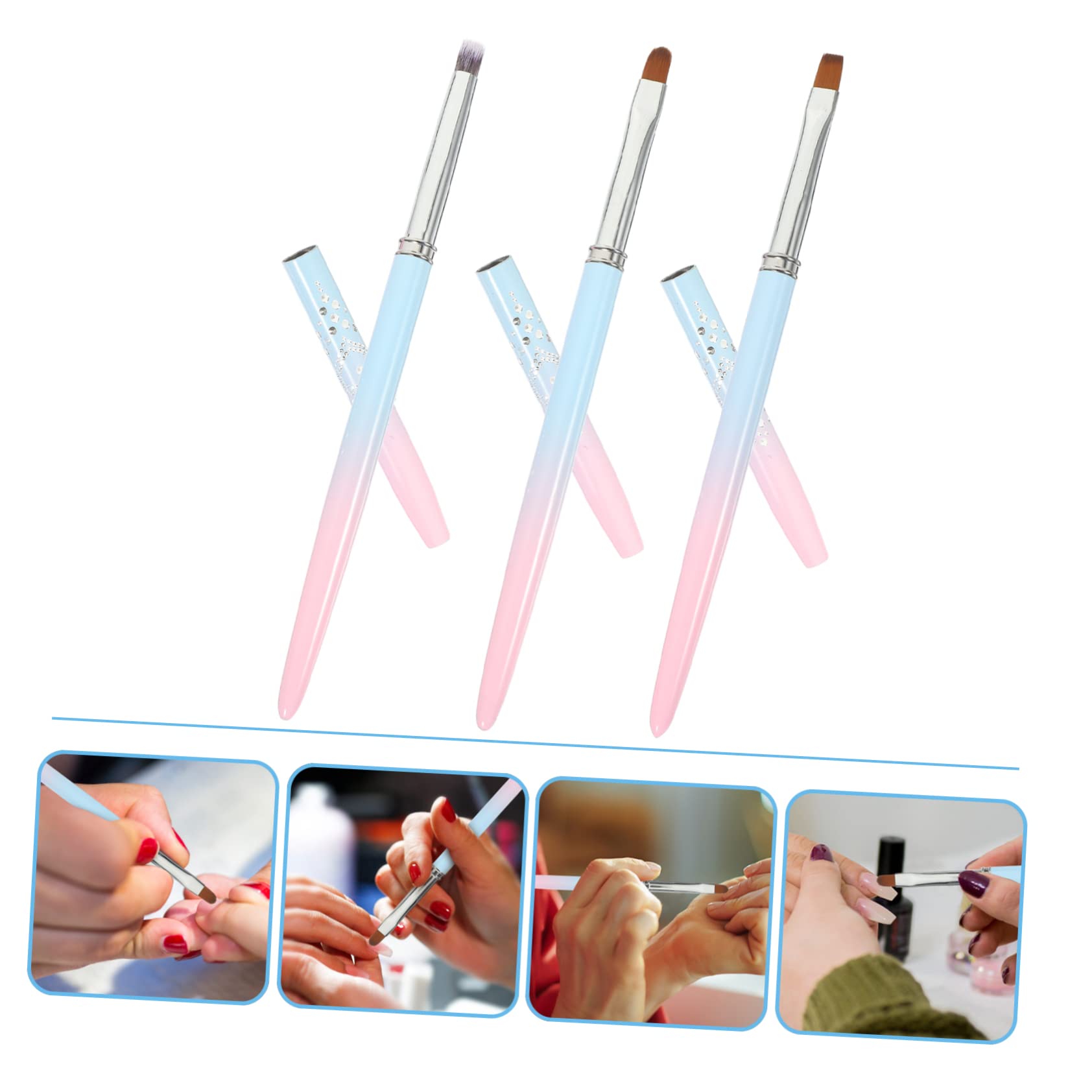 Beavorty 4 Set Di Pennelli Per Nail Art Strumenti Per Nail Art Pennelli Per Manicure Per Nail Art Design Salone Uso Personale 3 Pezzi*4
