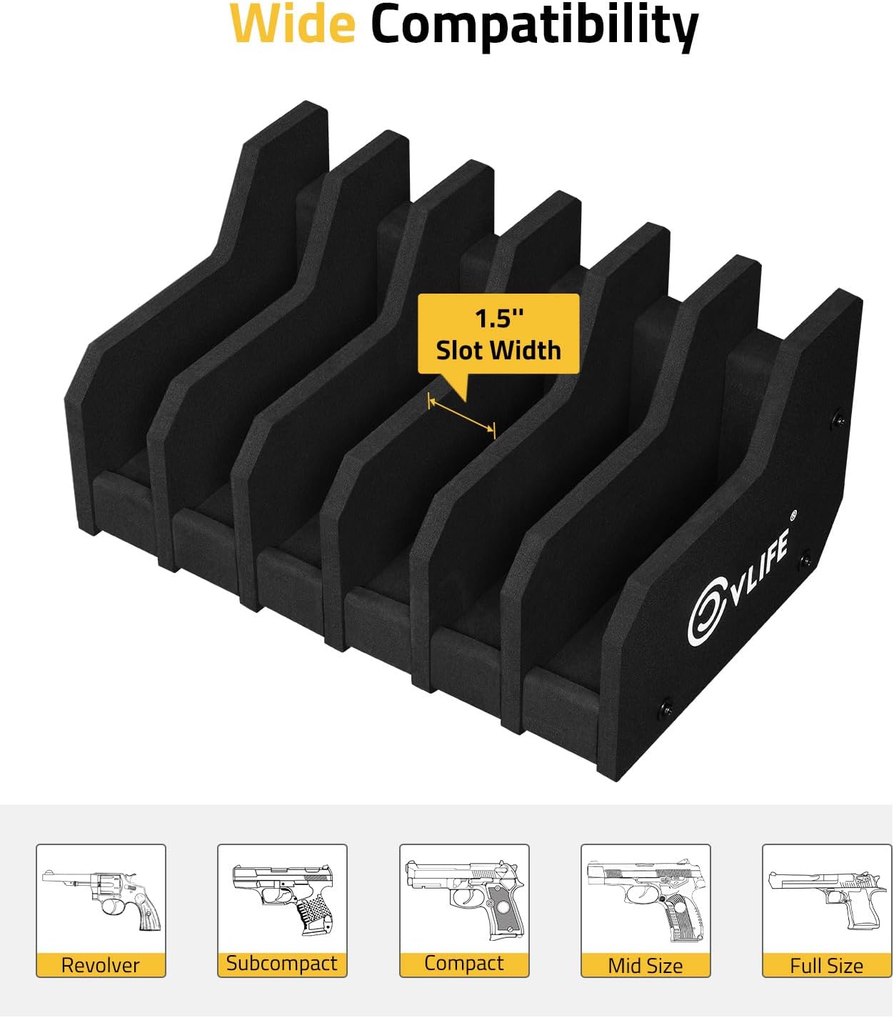 CVLIFE Foam Pistol Rack for Gun Safe Shelf Pistol Holder Gun Safe Cabinet Accessories Handgun Rack Pistol Stand for Storage 6 Slots 8 Slots