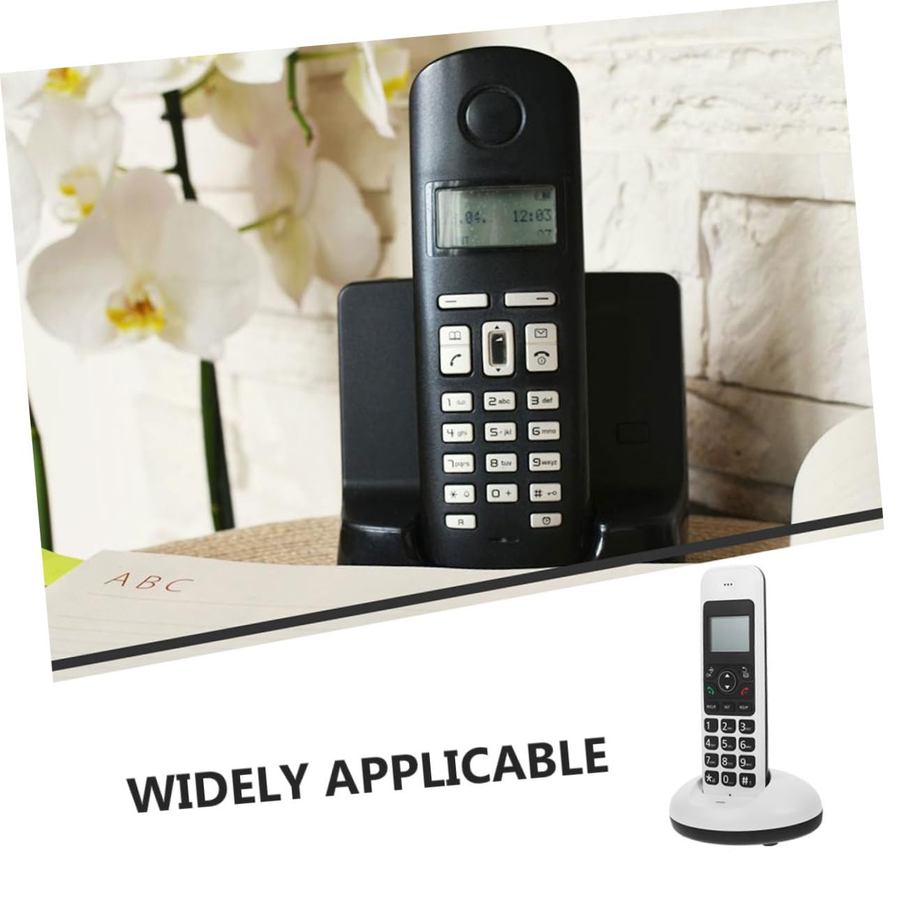 Telefono Cordless da Casa a Grandi Tasti Bianco Display LCD | Funzione Espandibile, per Uso Domestico e Ufficio, Accessoriato Batteria Aaa