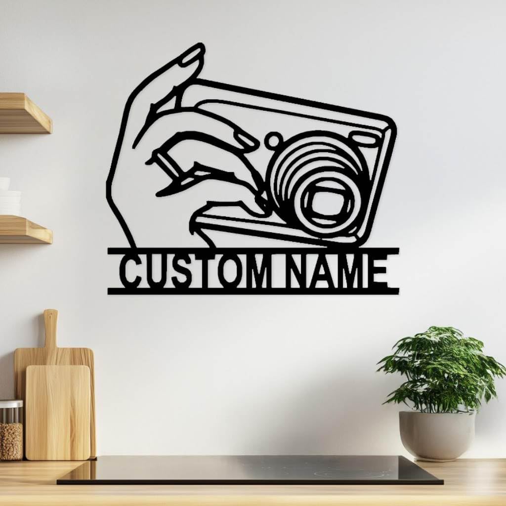 Custom Camera Metal Wall Art Sign - Personalized Iron Plaque for Photographers, Photography Decor Indoor or Outdoor