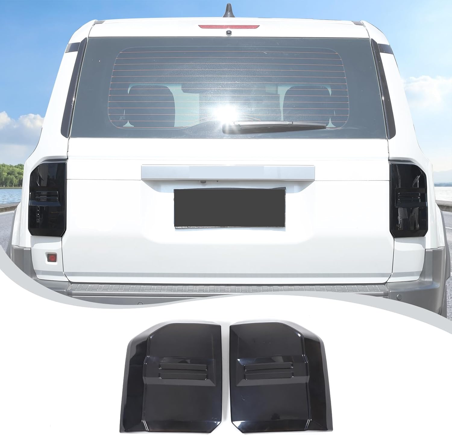 Rear Tail Light Cover Tail Lamp Shell Shade Guard Trim Frame Compatible with Toyota Land Cruiser Prado 250 J250 LC250 2024-2026,ABS Car Taillight Protective Shell Bezels Smoke Black Taillight Shell