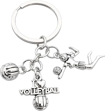 Sports Keychain for Men Women,Football Volleyball Softball Baseball Keychain,Stainless Steel Charms for Keys Bag Gift