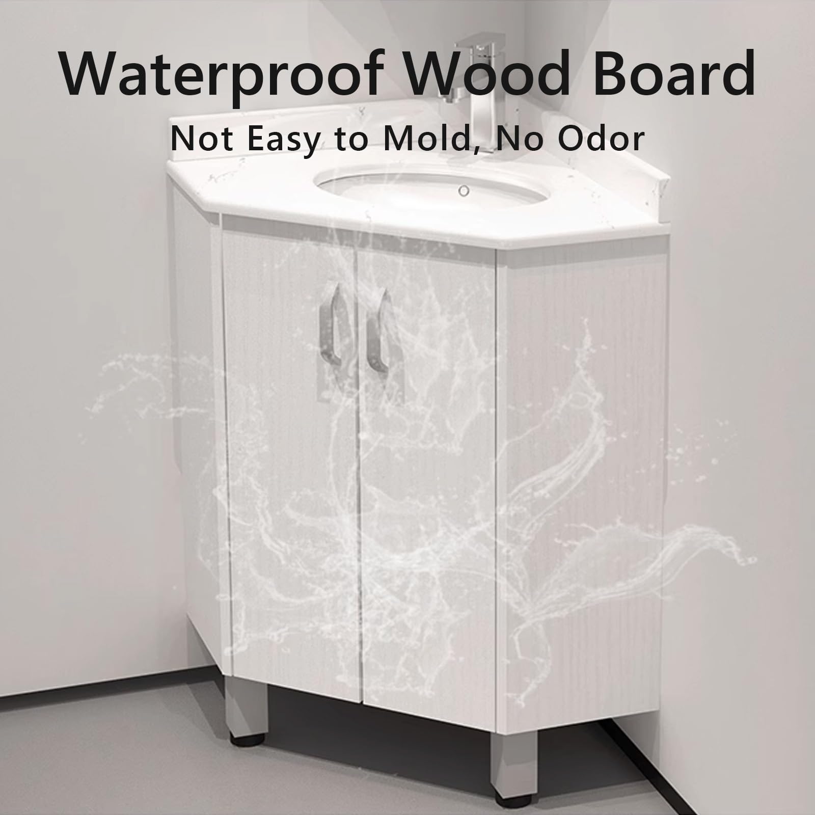 Eckschrank Badezimmer Stehend mit Waschbecken, Klares Bild Arbeitsplatten Aus Schiefer Viel Stauraum, Spiegelschrank Bad, für Badezimmer, Kleiner Raum(Multi-Colored,60CM)