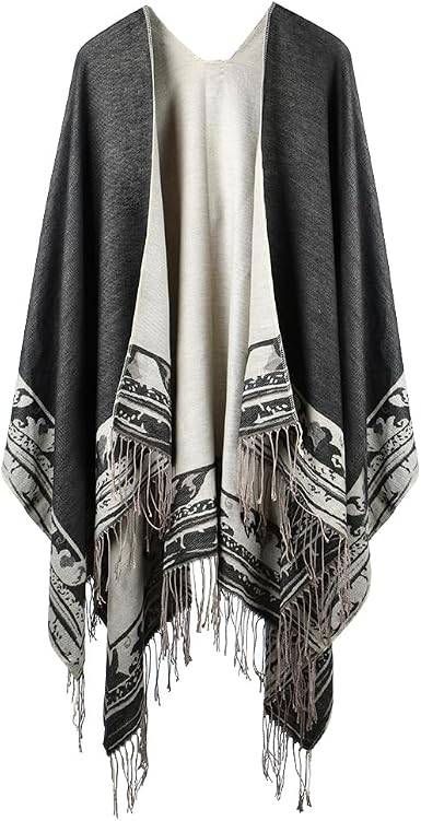 HOTUT Drapé Tricoté Poncho Cardigan Mince Chaud, Châle Cape