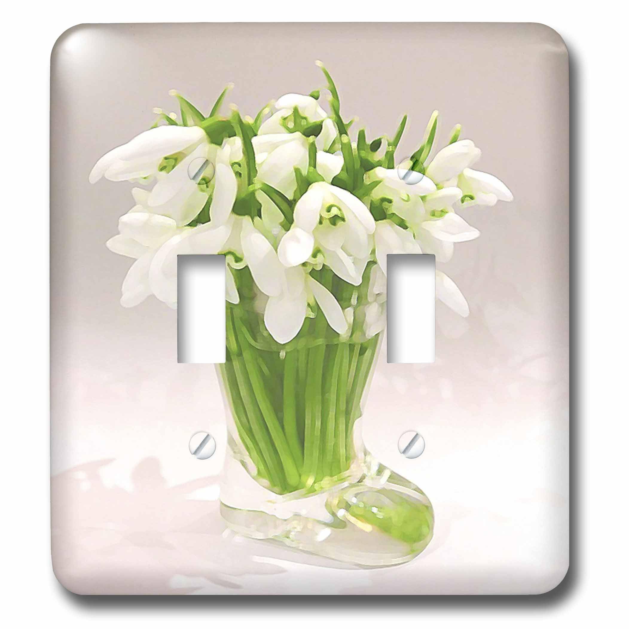 Double interrupteur à bascule floral blanc laqué 3drose LSP 50231 2