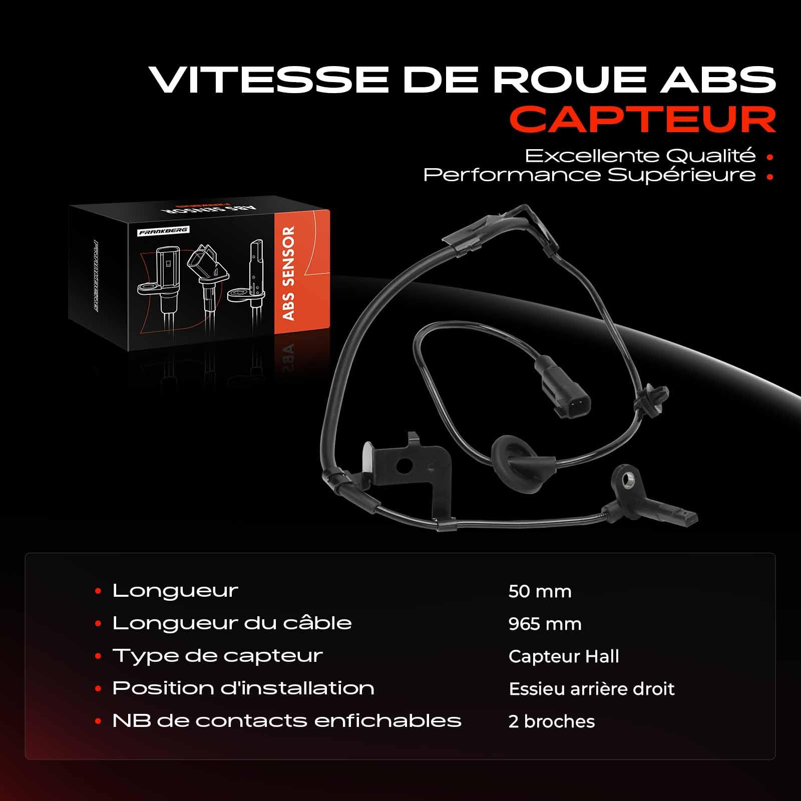 Frankberg Capteur ABS arrière droit 2 broches 4545G5 | Compatible avec: C-Crosser Van VU , , , ,
