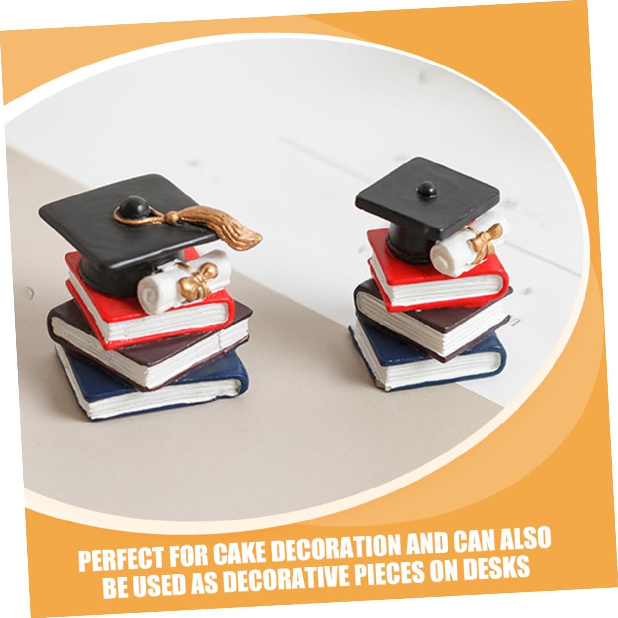 HEMOTON 3pcs Graduation Cake Decorations Doctoral Cap and Book Cupcake Toppers Graduation Party Supplies Non-edible Cake Picks for Grad Celebration