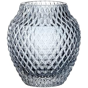 Leonardo Poesia, vaas van glas, blauw, elegante, moderne decoratieve vaas met gestructureerd oppervlak, unicaat, hoogte: 11 cm, 018668, 1 stuk