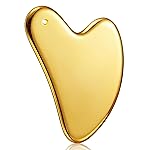 Nuanchu Stainless Steel Gua Sha Facial Tools Metal Guasha Tool for Face Body Jawline Shaper, Double Chin Reducer, Puffiness Reducing, Lymphatic Drainage Massager Skin Care Gift with Pouch(Gold)
