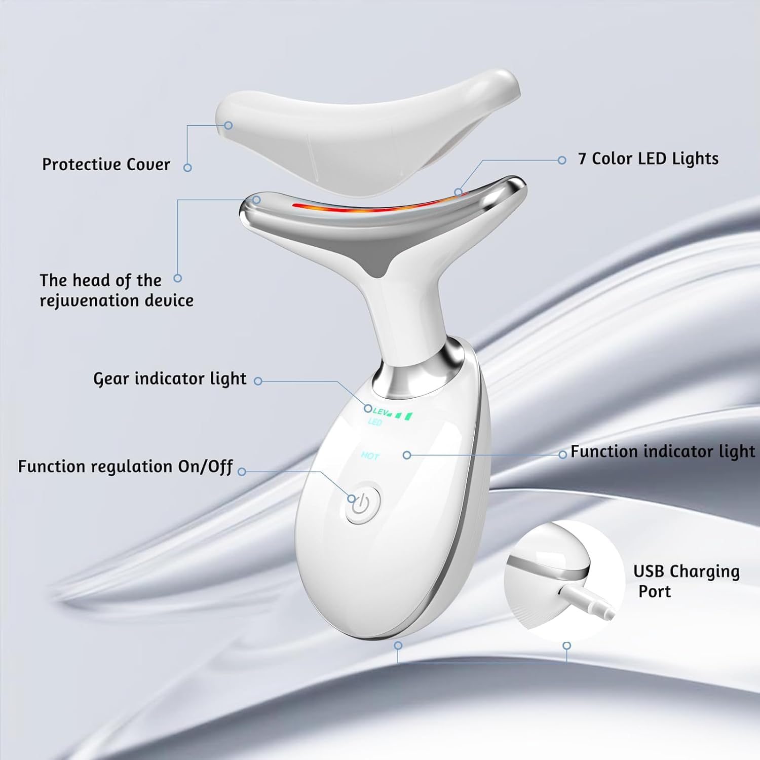 Amazon.com: 7 in 1 Face Massager Tool, Red Light Therapy for Face