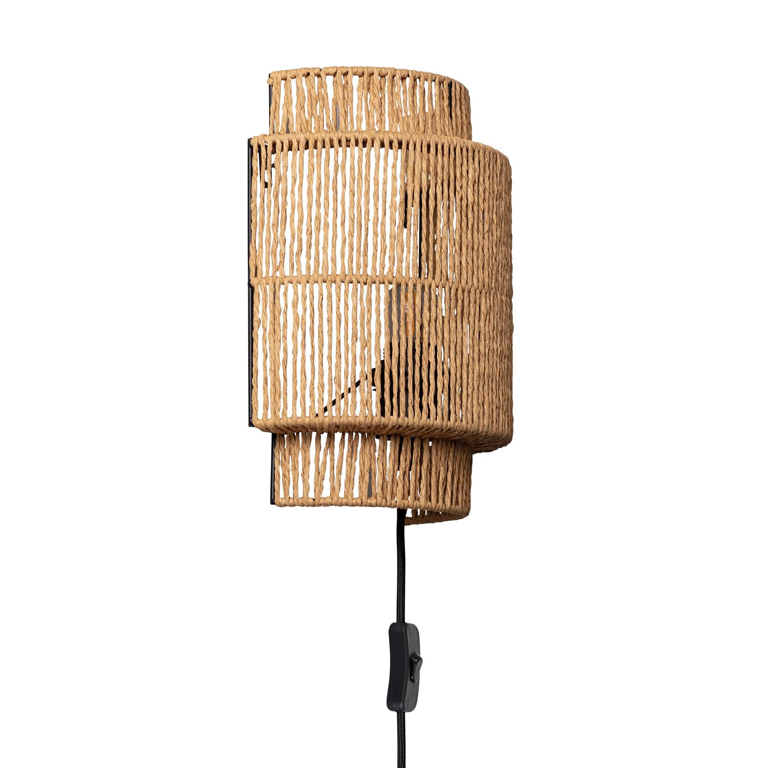 Lampe De Chevet Rotin LEDKIA LIGHTING - Lampe à Poser Dabai | Design Élégant | Compatible Avec Ampoules E27 220-240V | Usage Intérieur IP20 | Finition Bois Et Textile, Naturel Lampadaire Osier