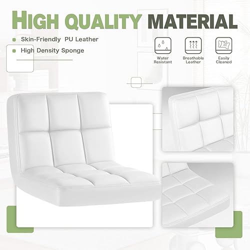 Miniatura 5 de Furmax Taburetes de bar modernos de piel sintética giratoria ajustable hidráulica taburete cuadrado de altura de mostrador juego de 4 (4 piezas,