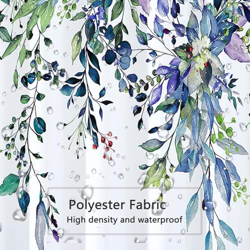Image of LLSCL Purple Droop Leaves Fabric Shower Curtain Liner with Magnets, Tire Pattern Waterproof Hotel Quality, 72 x 72 Machine Washable