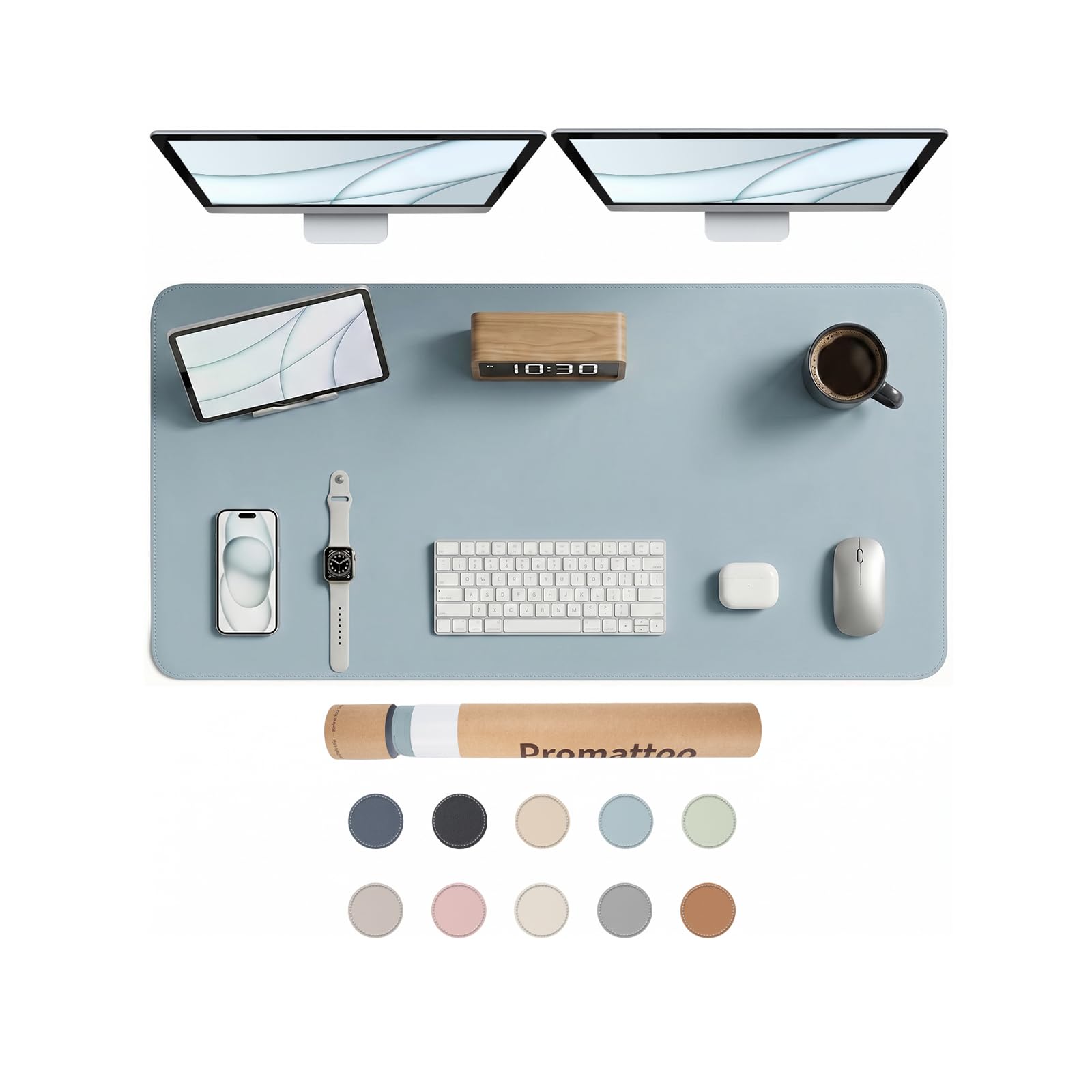 PROMATTOO Large Non-Slip Desk Mat, Waterproof Vegan Leather Desk Pad & Mouse Mat, Extended Desk Protector for Laptop, Office & Home, Smooth Writing Surface with Premium Tube Packaging (120 x 60 cm) — image 1