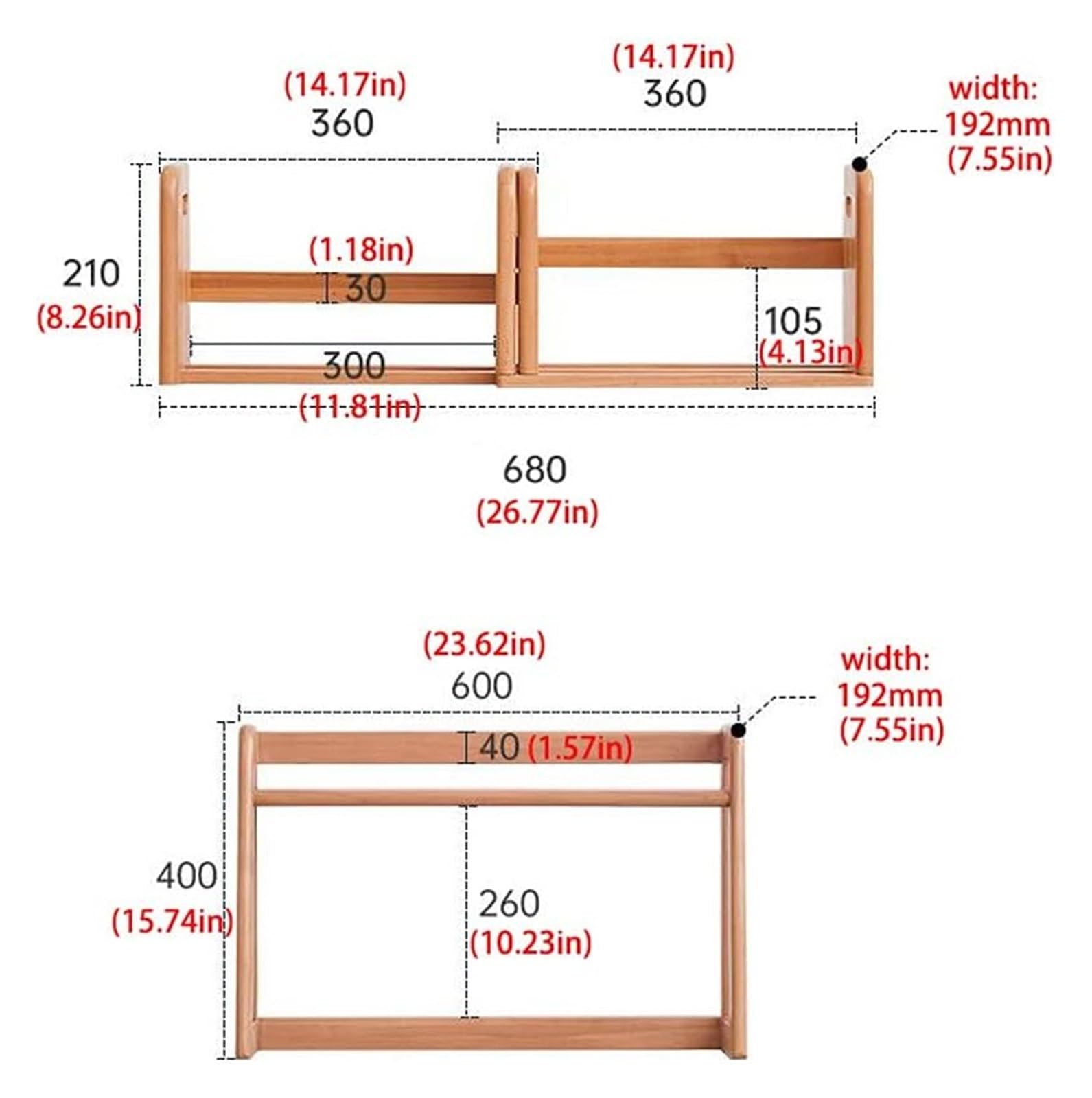 Boohelf Desk nizer - Piccolo scaffale aperto in legno per libri, CD, riviste, ufficio, documenti, cucina, slish & Functal per casa e ufficio