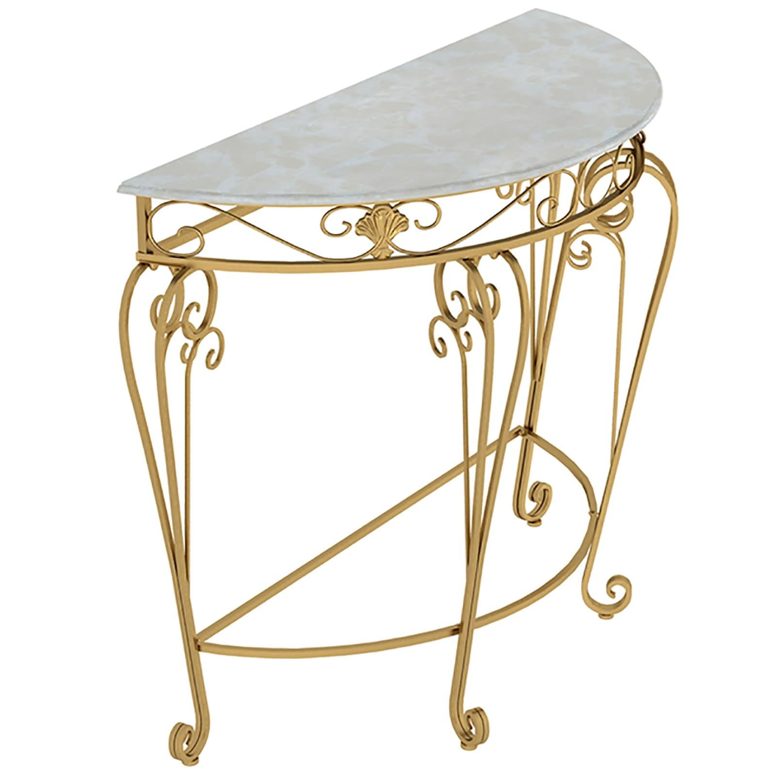 Yclty Half Moon Console Table with Metal Scroll Legs, Top Entryway Table