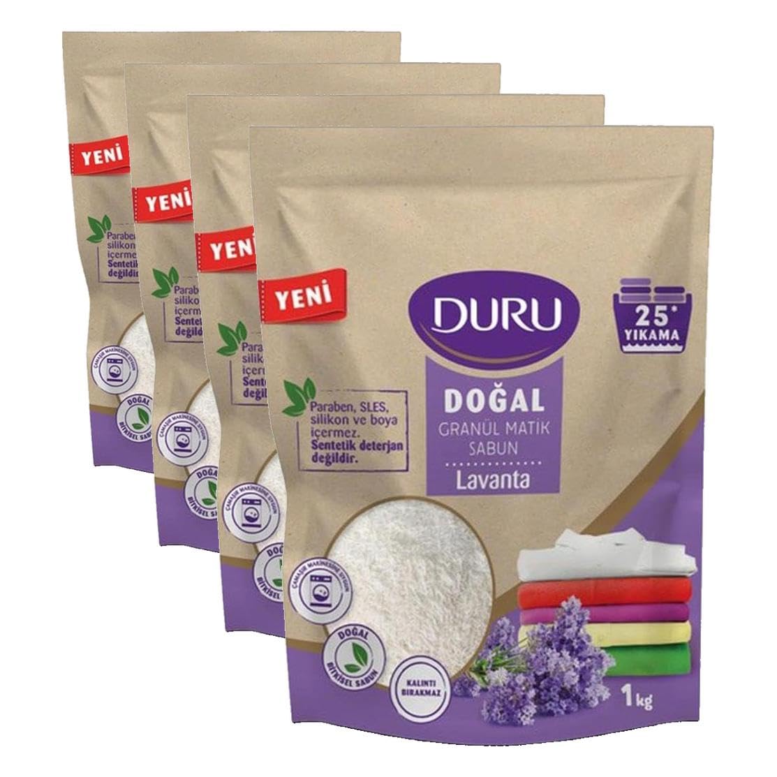 DURU Granül Sabun Lavanta, 1 Kilogram (4 paketi)