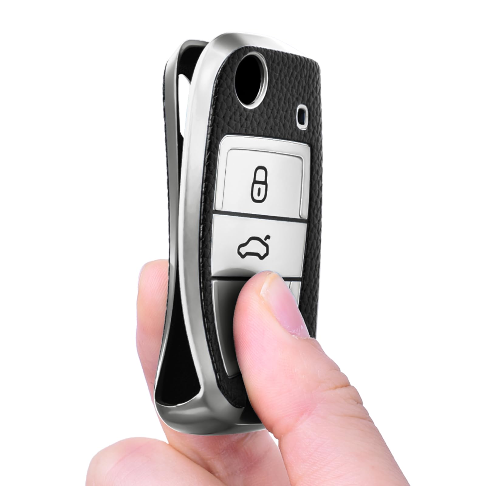 OATSBASF Car Key Case For VW, Key Case Compatible with VW Golf 7 MK7，Silicone Key Case, Key Box Cover for VW Polo, Skoda, Tiguan, 3 Buttons — view 7