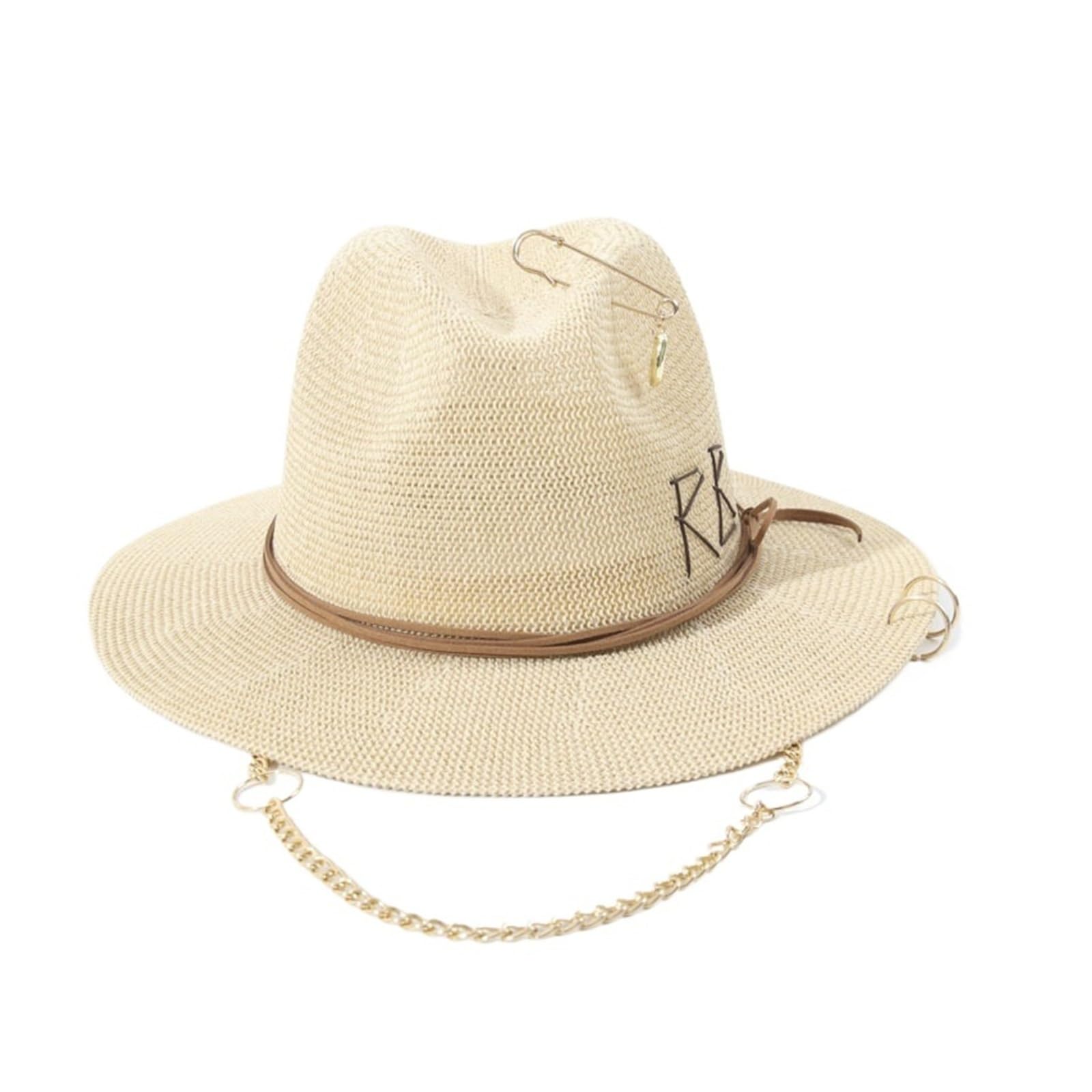 Cappello di Paglia con Logo Ricamato con Guscio in Metallo, Cappello da Sole in Stile Spagnolo per Spiaggia, Vacanze e Protezione Solare