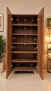 CHISELCHANT Shoe Rack Organizer with Doors, 6 Shelves Wooden Shoe Cabinet for Home, 25 Pair Storage Tower, Engineered Wood... Price In India