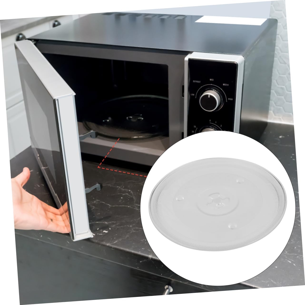 MAGICLULU Y Microwave Glass Turntable Plate Replacement Heat Resistant Easy to Clean Microwave Glass Tray for Daily Use Transparent Design