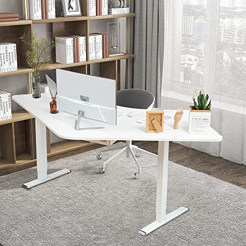 Image of COSTWAY Electric Sit Stand Desk Frame, Dual-Motor Height-Adjustable Standing Desk Base w / 3 Memory Positions & Touch Control Panel, Home Office Computer Desk Frame w /Hook & Cable Tray (White)