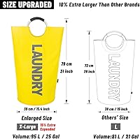 Vista 5 de Caroeas Cesta de lavandería grande Pro de 95 L (13 colores), cesta de lavandería impermeable, bolsa de lavandería con asas acolchadas, cesta de ropa