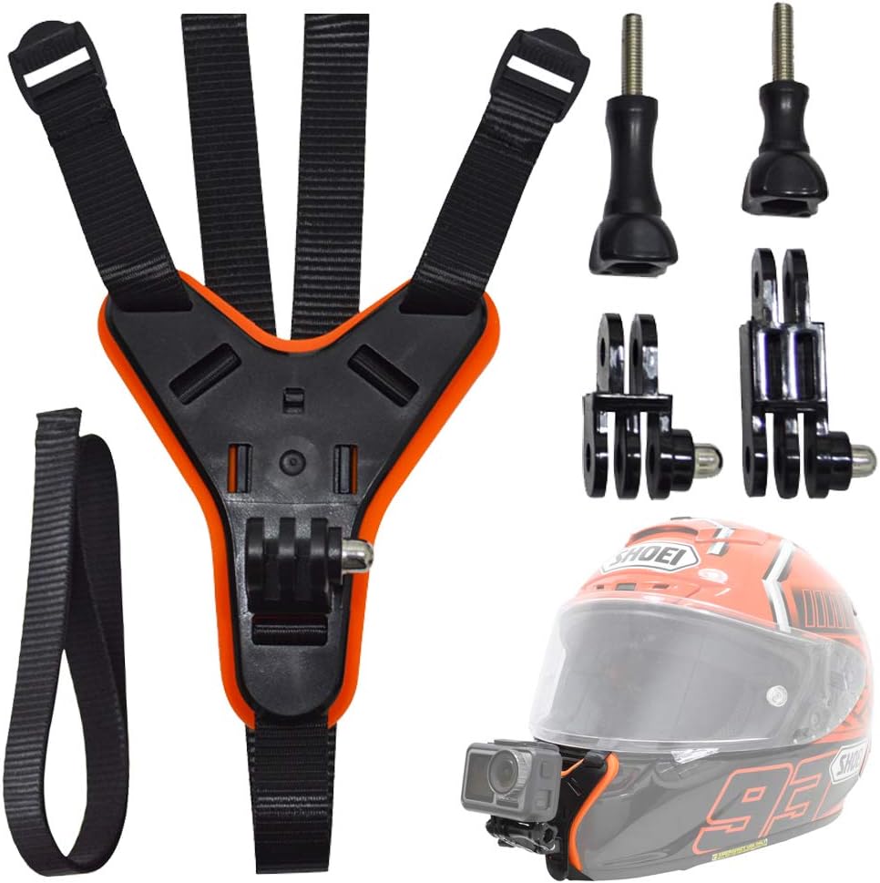 Motorcycle Helmet Chin Mount for GoPro, Full Face Helmet Jaw Mount Holder Strap with Extension Swivel Arm Kits Compatible with GoPro Hero 10/9/8/7/6/5 Action Cameras
