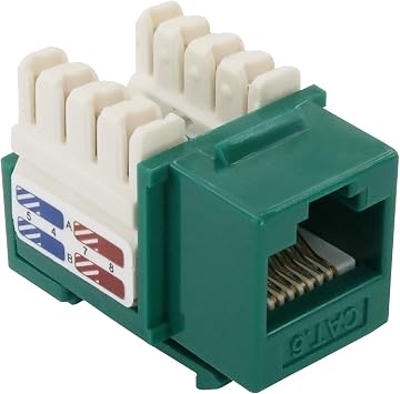 Cat6 Keystone Jack, Krone, 90 Degree by PI Manufacturing Green