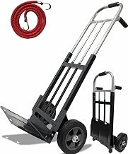 Upgraded Folding Hand Truck Dolly, 650 LB Heavy Duty Dolly Cart with Wheels 8 inch, Hand Cart Foldable with 1 Bungee Cords for Moving Heavy Loads in Warehouses, Offices, Homes, Shopping