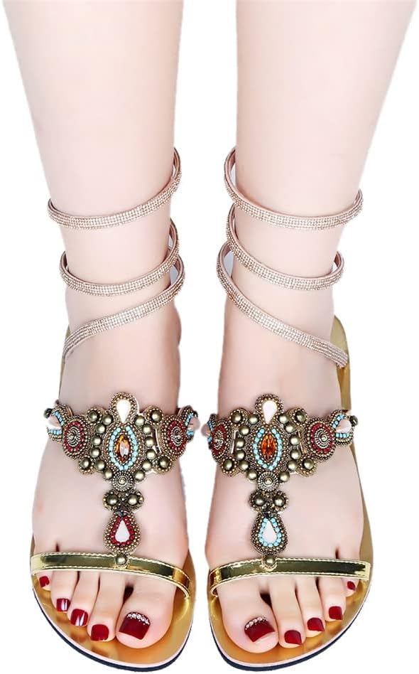 Summer Women Ankle Strap Beach Crystal Sandals Fashion Open Toe Shoes Party Diamond Slipper