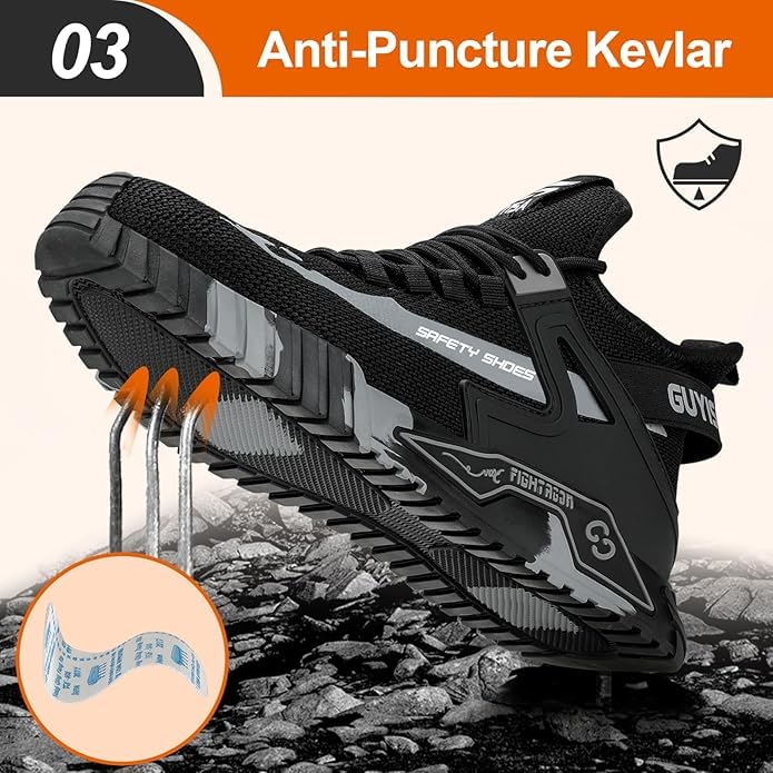 Steel Toe Safety High-Cut Boot, Breathable Lightweight Smash-Proof Industries Construction Work Shoes4