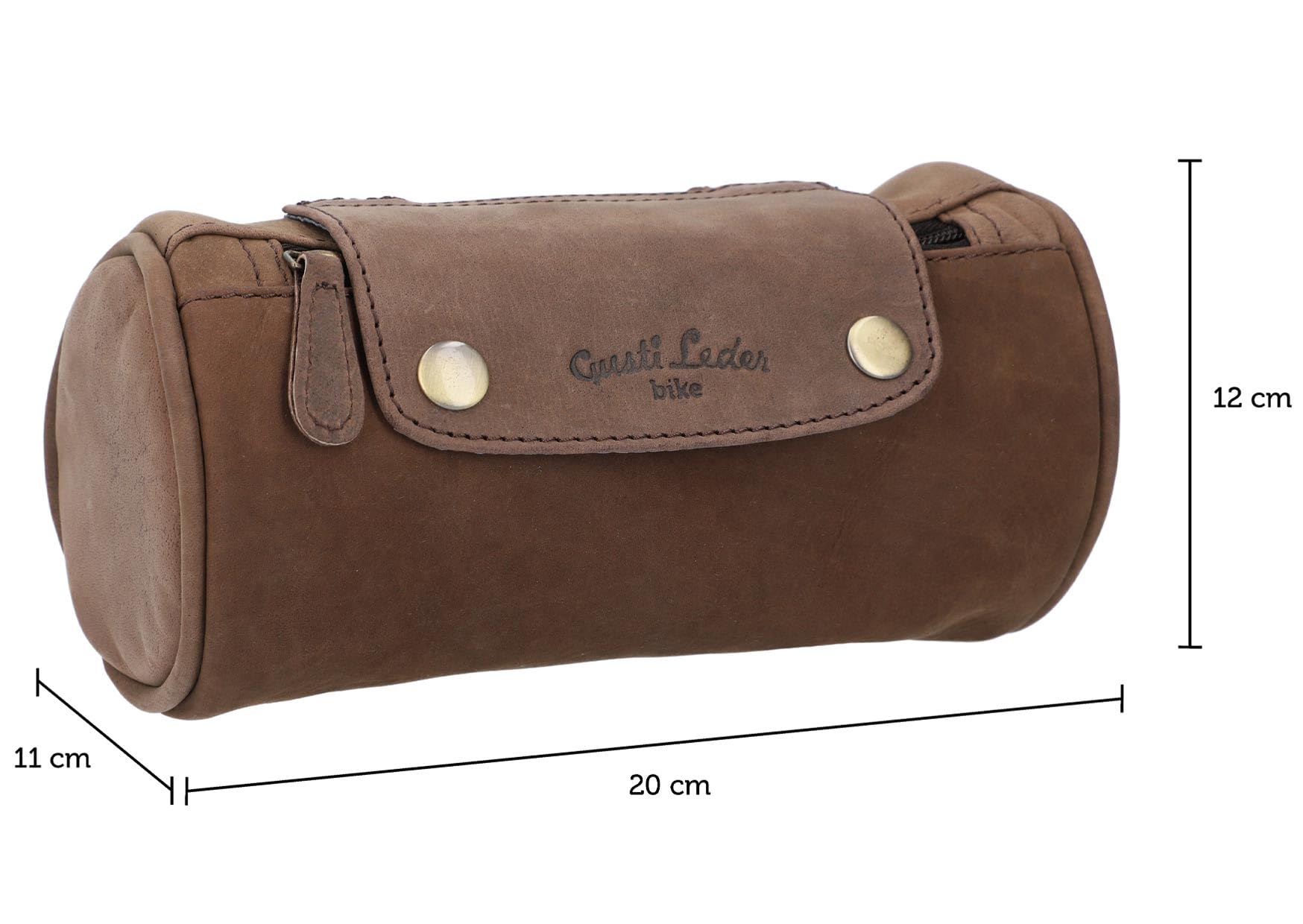 Gusti Cuir Studio - Sacoche pour vélo „Judith A.“ Sac pour Guidon de vélo Sac de Cadre en Cuir de Buffle Waterproof Marron foncé 2G14-20-4wp