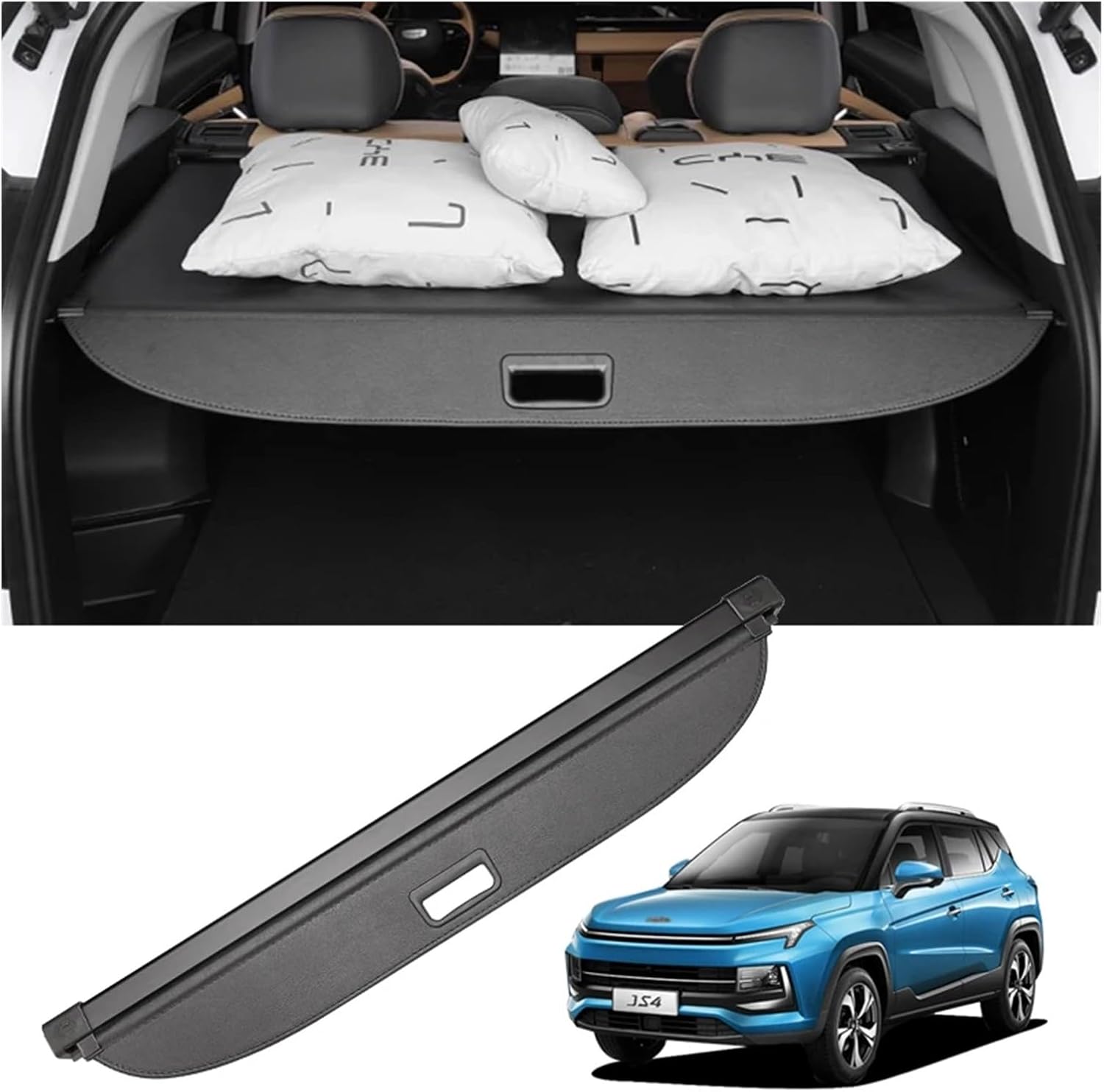 Compatible with JAC JS4 Retractable Trunk Cargo Cover Parcel Rack Waterproof Shield Privacy Auto Interior Accessories(Canvas)