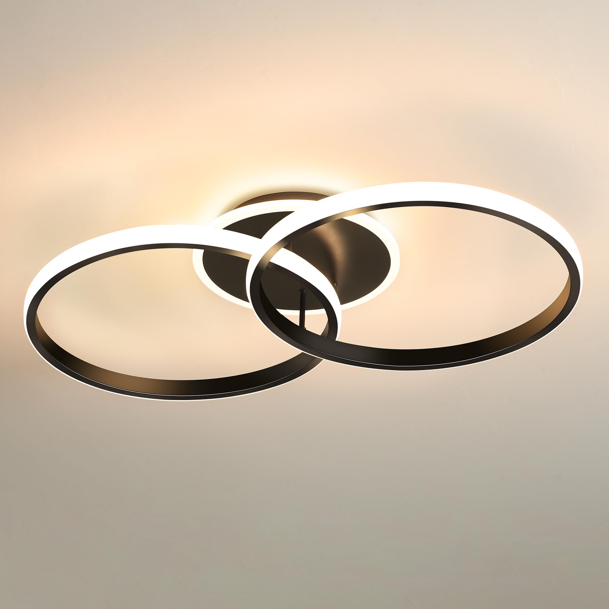 MELAYR LED Deckenleuchte Moderne 36W, 3000K/4500K/6500K Deckenlampe LED 4320lm CRI≥80, Ceiling Light für Wohnzimmer, Schlafzimmer, Büro, Küche und Flur mit Memory Funktion Schwarz