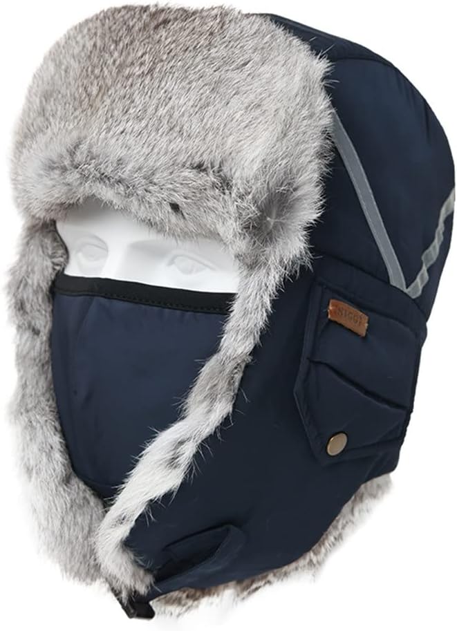 Man Bomber Hat Male Winter Hats Adult Russian Warm Snow Ski Cap