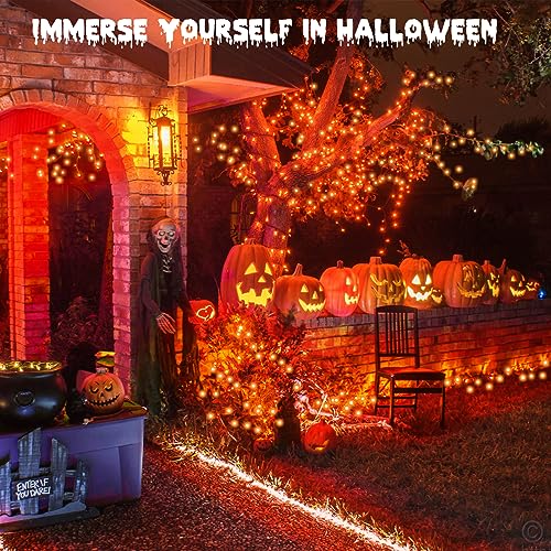 FFZZKJ Halloween Solar Lights Outdoor Garden Waterproof Total 240LED 12Mx2 Pack for Garden Patio Balcony Terrace Veranda Tree, Orange - Image 3