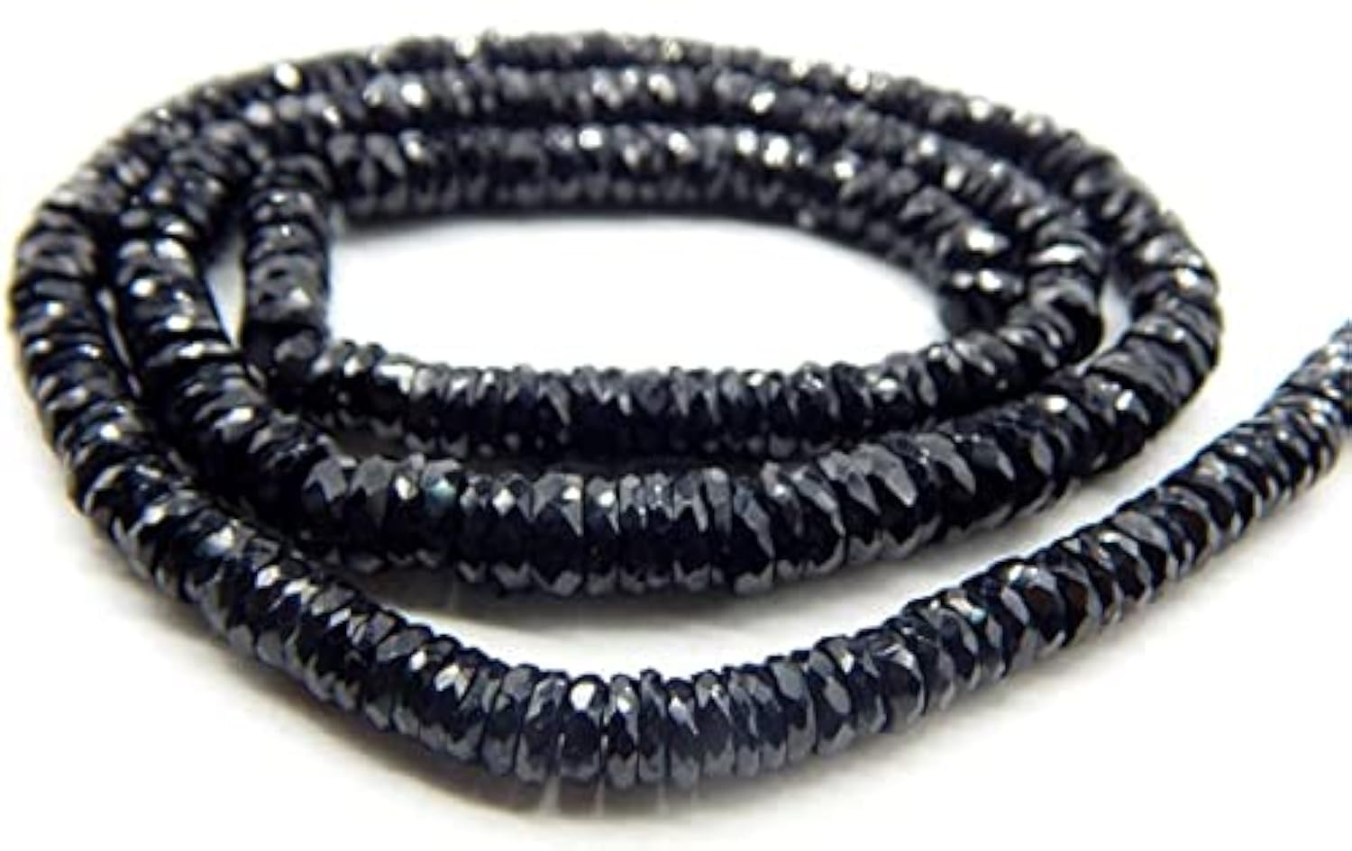Perles spinelle noir 6x5mm LKBEADS fil de pierre naturelle facettée forme pneu wheel