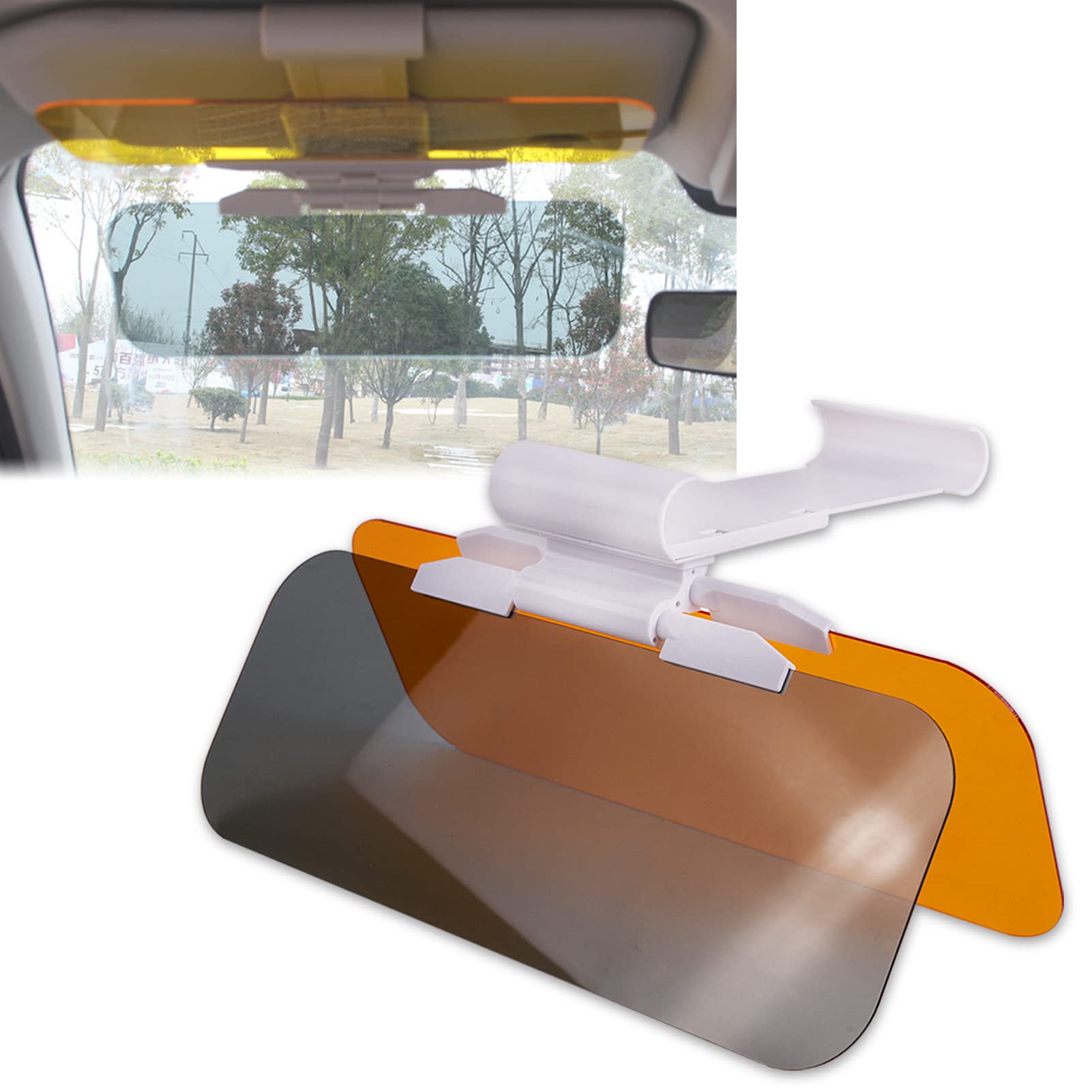 runmade 2 in 1 Automobile Sun Anti-UV Block Visor Day and Night Anti-Glare Sunshade Mirror Driving Goggles Shield