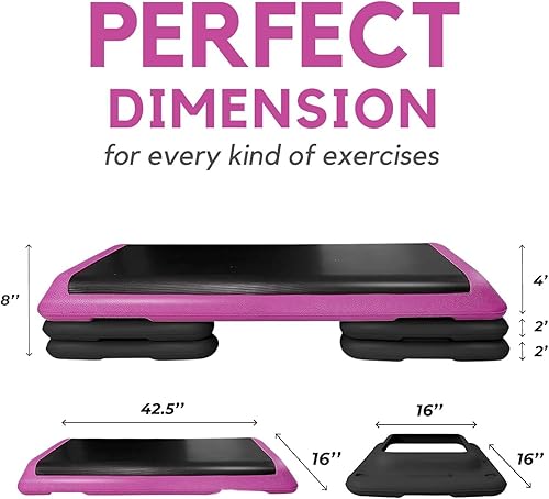 Miniatura 2 de Yes4All Plataforma ajustable de entrenamiento aeróbico para ejercicio, tamaño del club de salud con 4 elevadores ajustables incluidos y opciones de