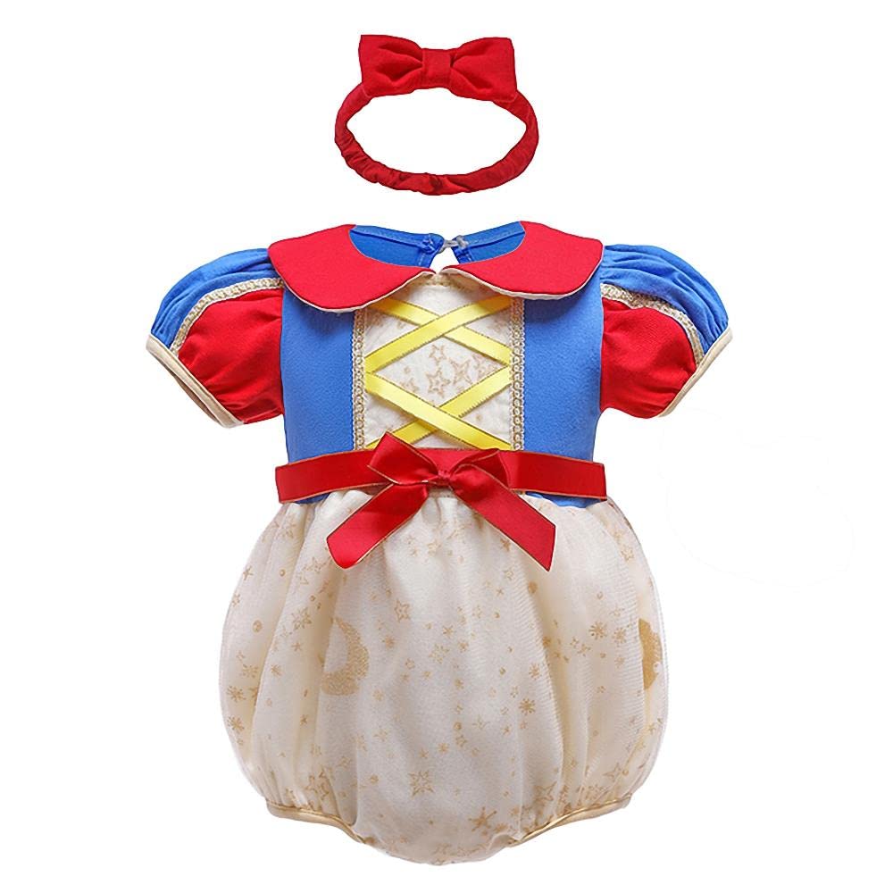 Dressy Daisy Infant Baby Girl Princess Onesie Romper Fancy Dress Costume Halloween Birthday Bodysuit Outfit with Headband